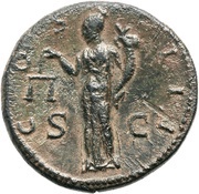 Dupondius - Hadrian COS IIIS C; Aequitas and Moneta, Rome, 125-127 reverse image