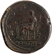 Dupondius - Hadrian COS III S C; Fortuna, Rome, 128-129 reverse image