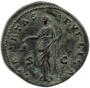 Dupondius - Antoninus Pius LIBERALITAS PVBLICA COS II S C; Libertas, Rome, 139 reverse image