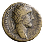 Dupondius - Antoninus Pius PAX AVG S C; Pax obverse image