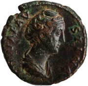 Dupondius - Faustina the Elder CONSECRATIO S C; Vesta obverse image