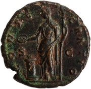 Dupondius - Faustina the Elder CONSECRATIO S C; Vesta, Rome, 141 reverse image