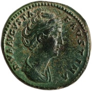 Dupondius - Faustina the Elder PIETAS AVG S C; Pietas obverse image