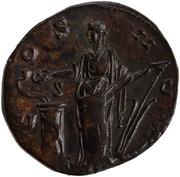 Dupondius - Antoninus Pius COS IIII S C; Salus, Rome, 145-161 reverse image