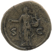 Dupondius - Antoninus Pius S C; Apollo, Rome, 145-161 reverse image