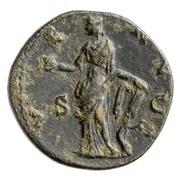 Dupondius - Faustina the Younger VENVS S C; Venus, Rome, 145-161 reverse image