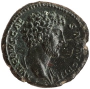 Dupondius - Marcus Aurelius TR POT II COS II HONOS S C; Honos obverse image