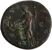 Dupondius - Antoninus Pius SALVS AVG COS IIII S C; Salus, Rome, 151-152 reverse image