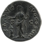 Dupondius - Antoninus Pius SALVS AVG COS IIII S C; Salus, Rome, 152-153 reverse image