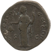 Dupondius - Antoninus Pius LIBERTAS COS IIII S C; Libertas, Rome, 154-155 reverse image