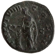Dupondius - Marcus Aurelius TR POT VIIII COS II S C; Salus, Rome, 154-155 reverse image