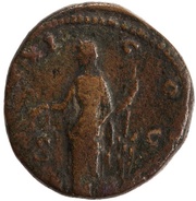 Dupondius - Antoninus Pius TR POT XXI COS IIII S C; Annona, Rome, 157-158 reverse image