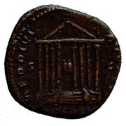 Dupondius - Antoninus Pius AEDE DIVI AVG REST COS IIII S C, Rome, 158-159 reverse image