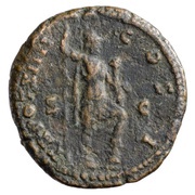 Dupondius - Marcus Aurelius TR POT XIIII COS II S C; Virtus, Rome, 159-160 reverse image