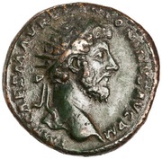 Dupondius - Marcus Aurelius and Lucius Verus CONCORD AVGVSTOR TR P XV COS III S C obverse image