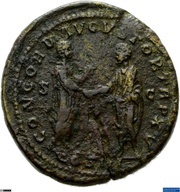 Dupondius - Marcus Aurelius and Lucius Verus CONCORD AVGVSTOR TR P XV COS III S C, Rome, 161 reverse image