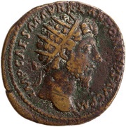 Dupondius - Marcus Aurelius and Lucius Verus CONCORD AVGVSTOR TR P XVI COS III S C obverse image