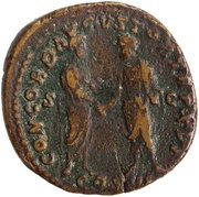 Dupondius - Marcus Aurelius and Lucius Verus CONCORD AVGVSTOR TR P XVI COS III S C, Rome, 161-162 reverse image