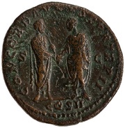 Dupondius - Lucius Verus and Marcus Aurelius CONCORD AVGVSTOR TR P II COS II S C, Rome, 161-162 reverse image