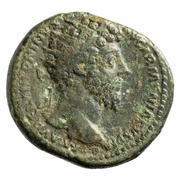 Dupondius - Marcus Aurelius TR P XVIII IMP II COS III S C; Mars obverse image