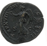 Dupondius - Marcus Aurelius TR P XVIII IMP II COS III S C; Victory, Rome, 163-164 reverse image