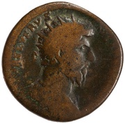 Dupondius - Lucius Verus TR P IIII IMP II COS II S C; Mars obverse image