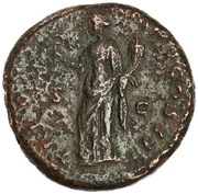 Dupondius - Marcus Aurelius TR POT XIX IMP II COS III S C; Felicitas, Rome, 164-165 reverse image