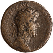 Dupondius - Lucius Verus TR POT V IMP II COS II S C; Mars obverse image