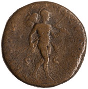 Dupondius - Lucius Verus TR POT V IMP II COS II S C; Mars, Rome, 164-165 reverse image