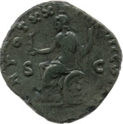 Dupondius - Marcus Aurelius TR POT XX IMP IIII COS III S C; Roma, Rome, 166 reverse image