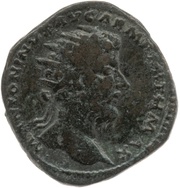 Dupondius - Marcus Aurelius TR P XXII IMP IIII COS III S C; Minerva obverse image