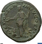 Dupondius - Marcus Aurelius TR POT XXIII IMP V COS III S C; Salus, Rome, 168-169 reverse image