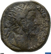 Dupondius - Marcus Aurelius SALVTI AVG COS III S C; Salus obverse image