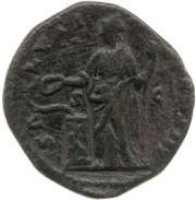 Dupondius - Marcus Aurelius SALVTI AVG COS III S C; Salus, Rome, 170-171 reverse image