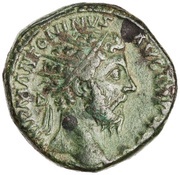 Dupondius - Marcus Aurelius VOTA SOL DECENN COS III S C obverse image