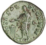 Dupondius - Marcus Aurelius VOTA SOL DECENN COS III S C, Rome, 170-171 reverse image