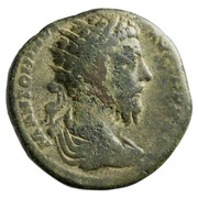 Dupondius - Marcus Aurelius RELIG AVG IMP VI COS III S C; Mercury obverse image