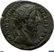 Dupondius - Marcus Aurelius RELIG AVG IMP VI COS III S C; Mercury obverse image