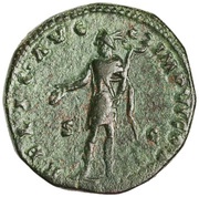 Dupondius - Marcus Aurelius RELIG AVG IMP VI COS III S C; Mercury, Rome, 172-173 reverse image