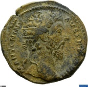 Dupondius - Marcus Aurelius IMP VI COS III S C; Mars obverse image