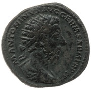 Dupondius - Marcus Aurelius IMP VIII COS III P P DE GERM S C obverse image