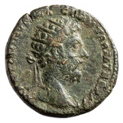 Dupondius - Marcus Aurelius IMP VIII COS III P P PAX AETERNA AVG S C; Pax obverse image