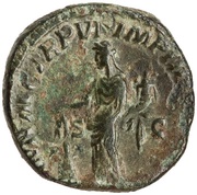 Dupondius - Commodus ANN AVG PROV DEOR TR P VI IMP IIII COS III P P S C; Providentia, Rome, 181 reverse image
