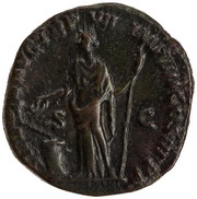 Dupondius - Commodus SALVS AVG TR P VII IMP IIII COS III P P S C; Salus, Rome, 181-182 reverse image