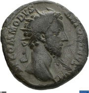 Dupondius - Commodus SALVS AVG TR P VIII IMP V COS IIII P P S C; Salus obverse image