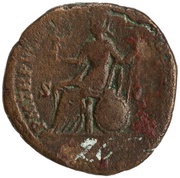 Dupondius - Commodus P M TR P VIIII IMP VI COS IIII P P S C; Roma and Victory, Rome, 183-184 reverse image