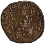 Dupondius - Commodus TR P VIIII IMP VI COS IIII P P S C; Roma and Victory, Rome, 183-184 reverse image