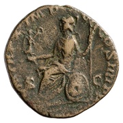 Dupondius - Commodus P M TR P X IMP VII COS IIII P P S C; Roma and Victory, Rome, 184-185 reverse image