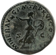 Dupondius - Commodus MINER AVG P M TR P XVI COS VI S C; Minerva, Rome, 190-191 reverse image