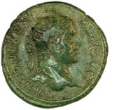 Dupondius - Caracalla PROF AVGG PONTIF TR P XII COS III S C obverse image
